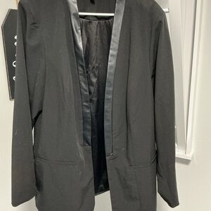 Torrid Black Satin-Trim Blazer